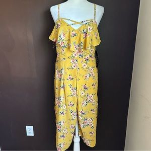 Trixxi Cropped Floral Jumpsuit size Large Yellow